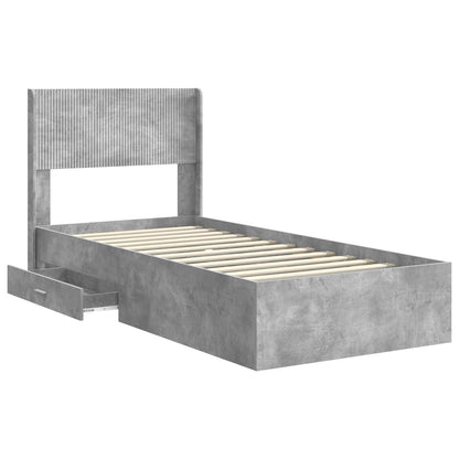 Bed Frame with Storage and Headboard Concrete Grey 90 x 200 cm