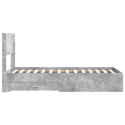 Bed Frame with Storage and Headboard Concrete Grey 90 x 200 cm