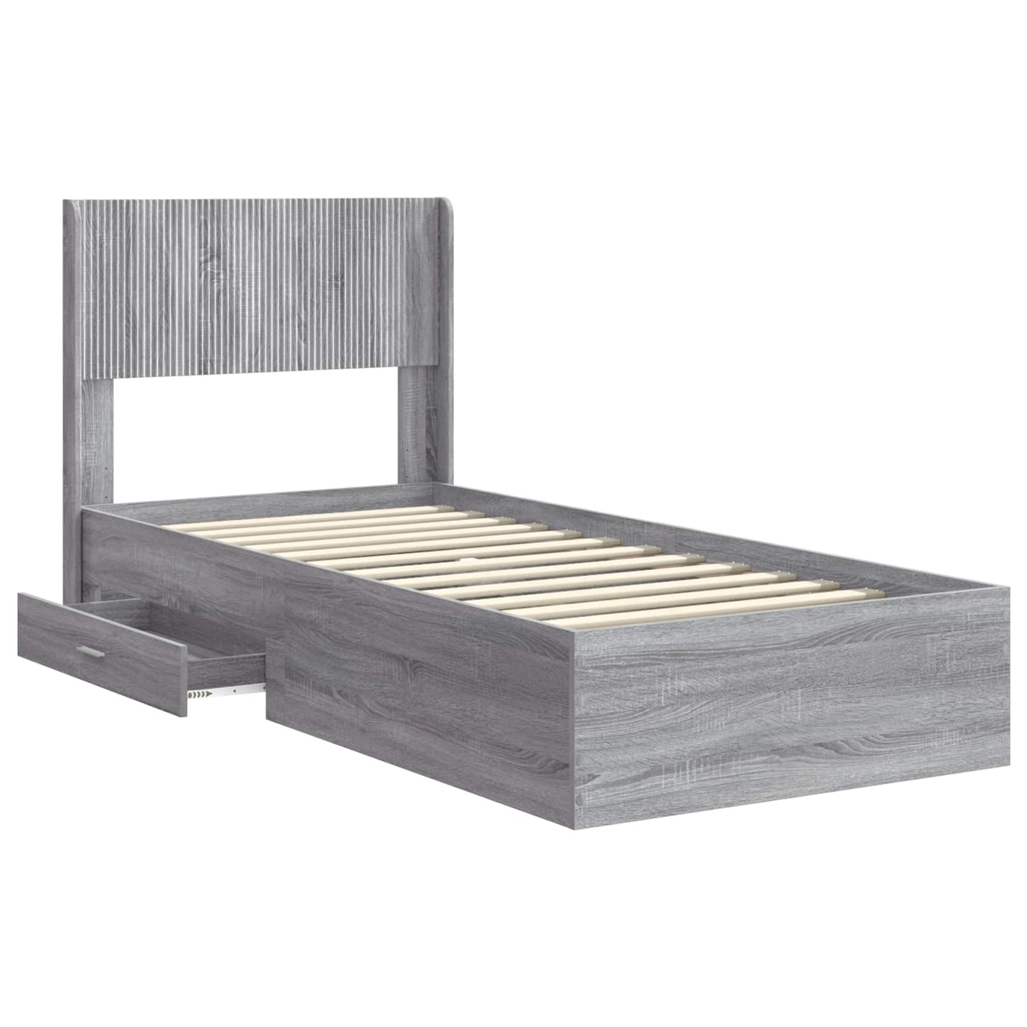 Bed Frame with Storage and Headboard Grey Sonoma 90 x 200 cm