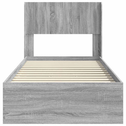 Bed Frame with Storage and Headboard Grey Sonoma 90 x 200 cm