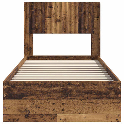 Bed Frame with Storage and Headboard Old Wood 90 x 200 cm