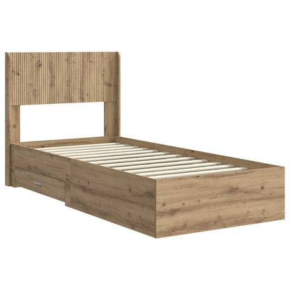 Bed Frame with Storage and Headboard Artisan Oak 90 x 200 cm