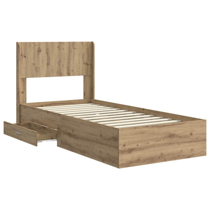 Bed Frame with Storage and Headboard Artisan Oak 90 x 200 cm