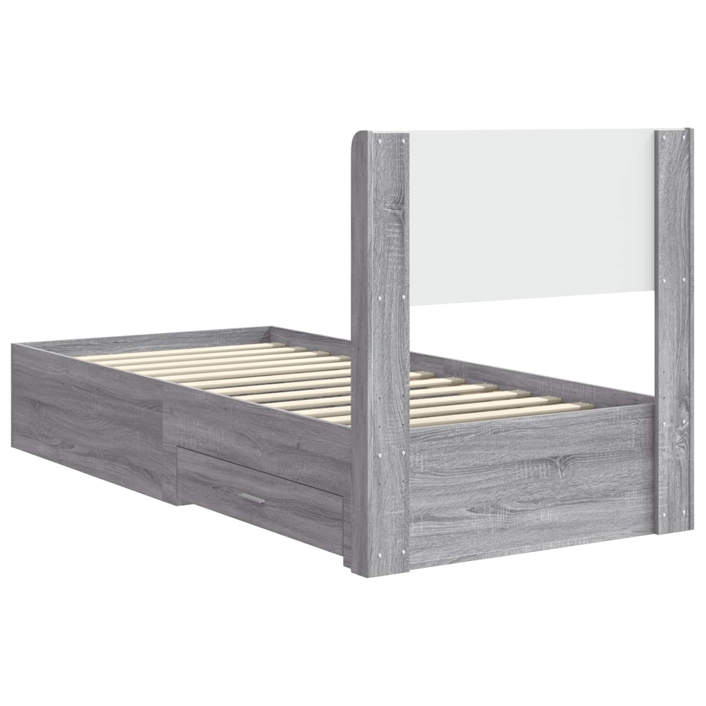 Bed Frame with Storage and Headboard Grey Sonoma 90 x 190 cm