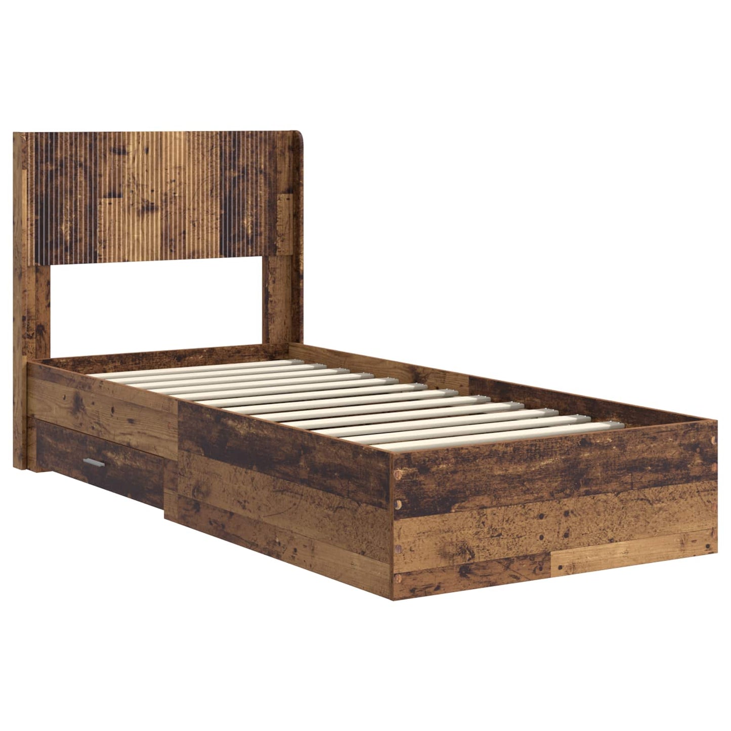 Bed Frame with Storage and Headboard Old Wood 90 x 190 cm