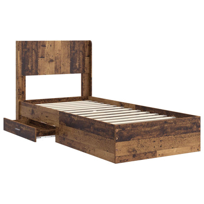 Bed Frame with Storage and Headboard Old Wood 90 x 190 cm