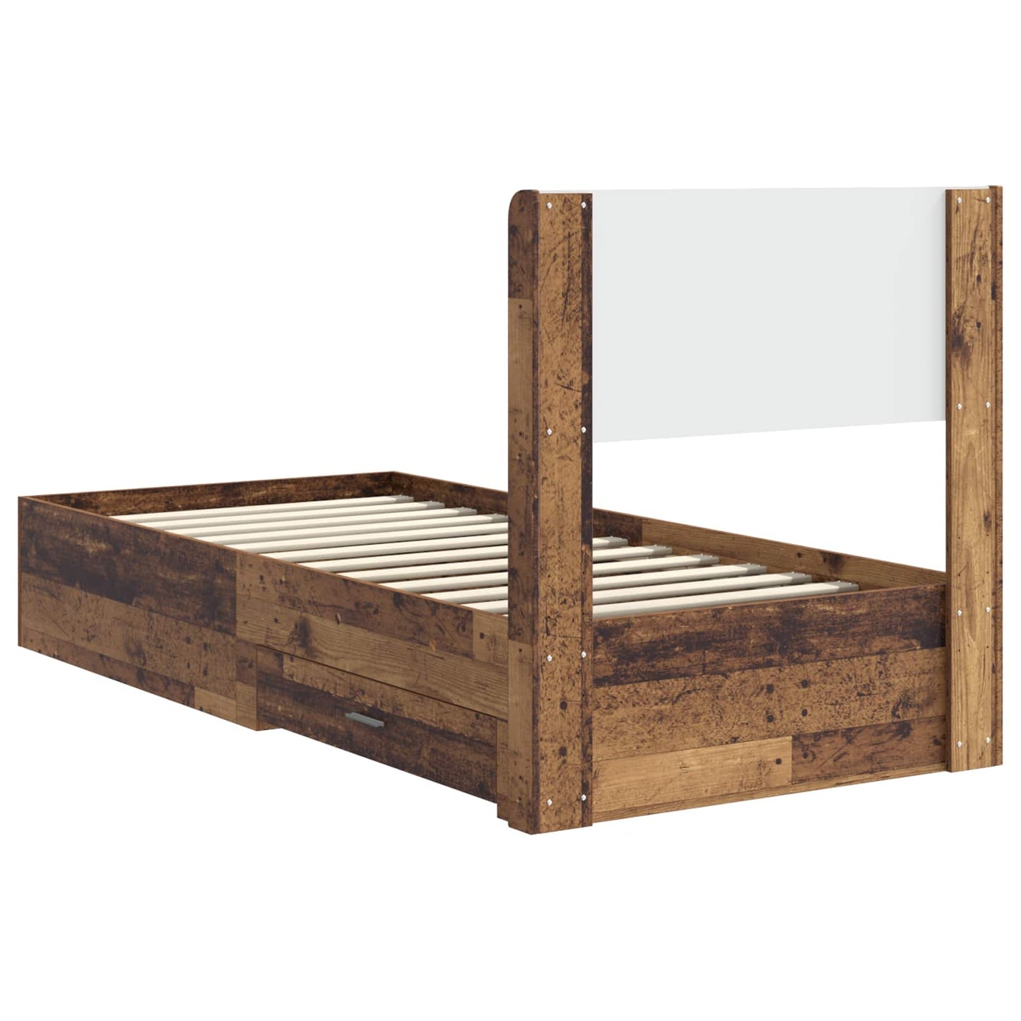 Bed Frame with Storage and Headboard Old Wood 90 x 190 cm