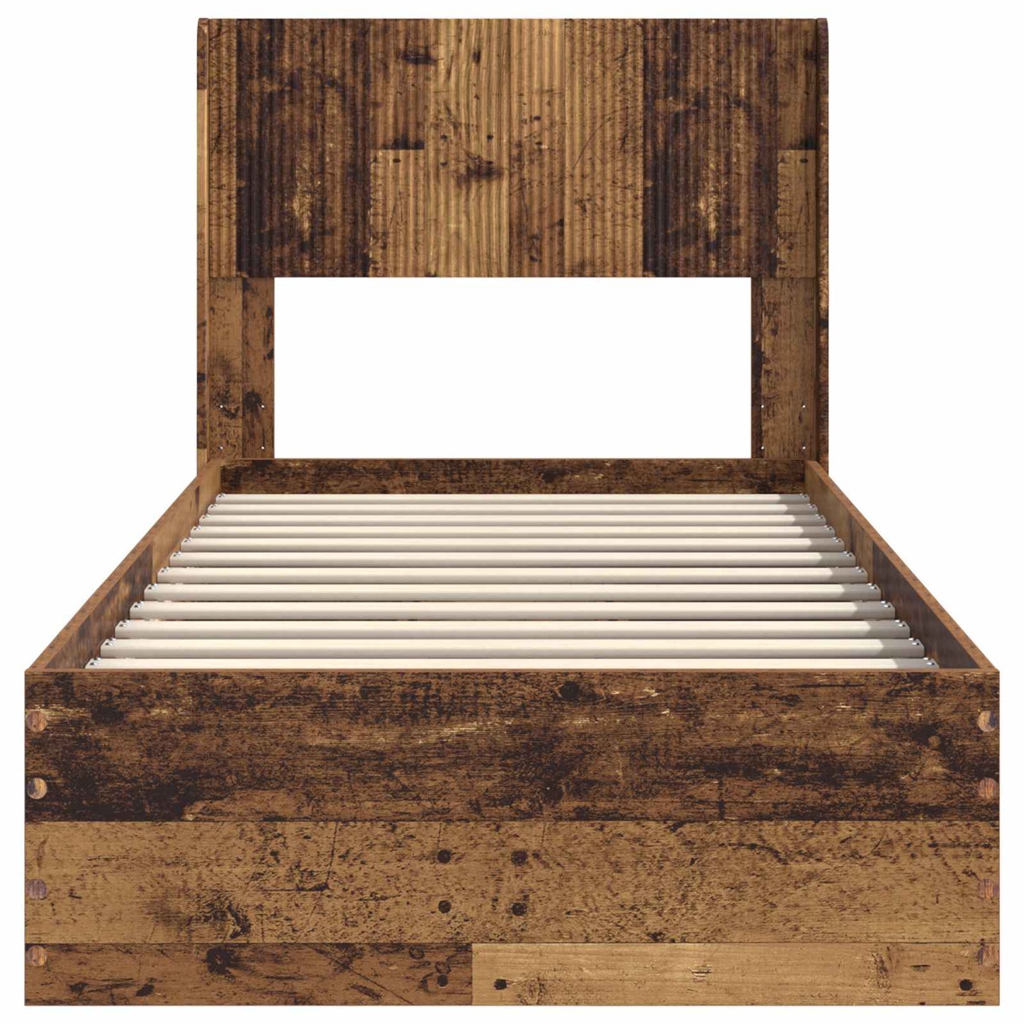 Bed Frame with Storage and Headboard Old Wood 90 x 190 cm
