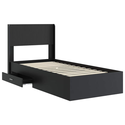 Bed Frame with Storage and Headboard Black 75 x 190 cm
