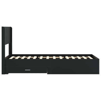 Bed Frame with Storage and Headboard Black 75 x 190 cm