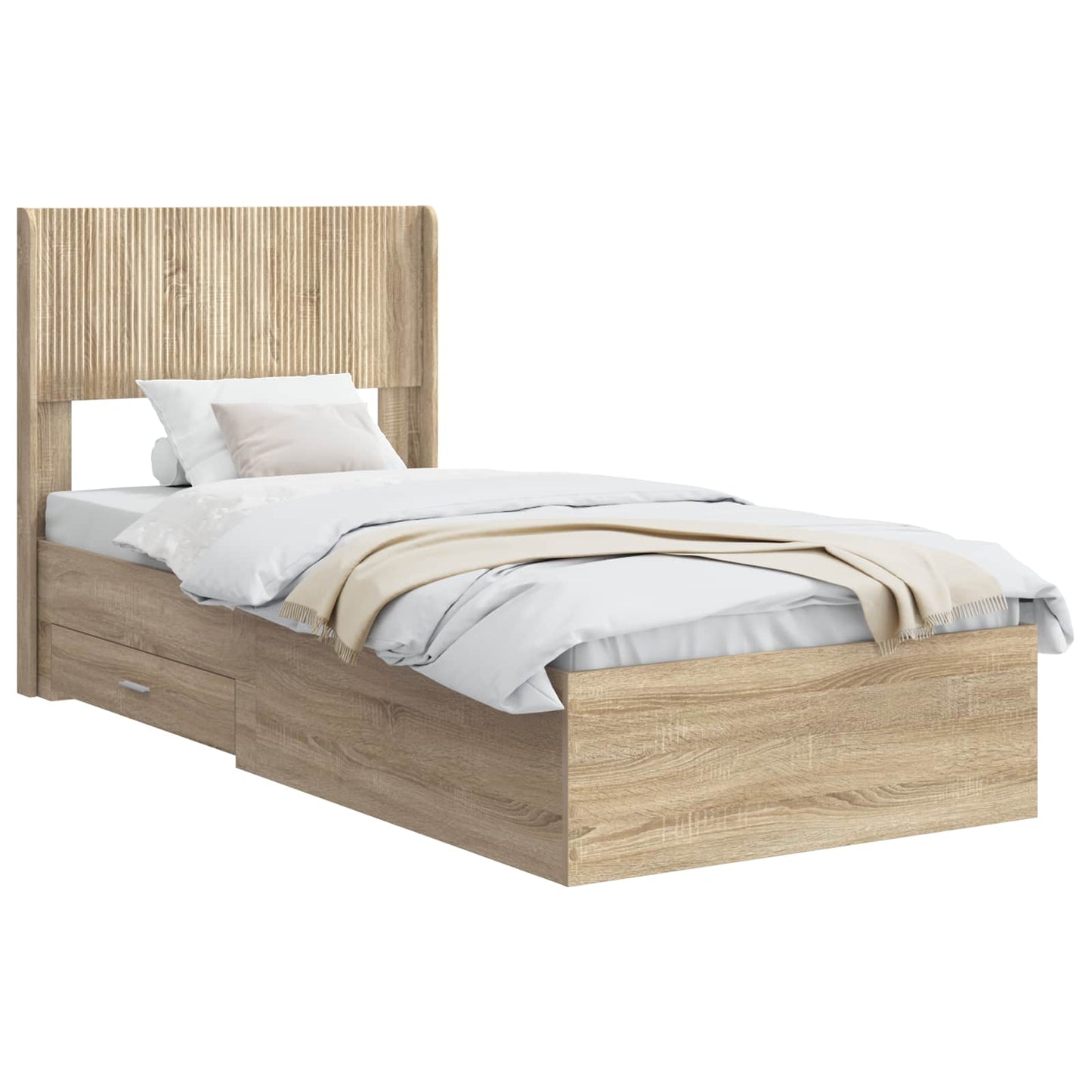 Bed Frame with Storage and Headboard Sonoma Oak 75 x 190 cm