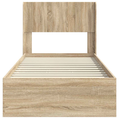 Bed Frame with Storage and Headboard Sonoma Oak 75 x 190 cm