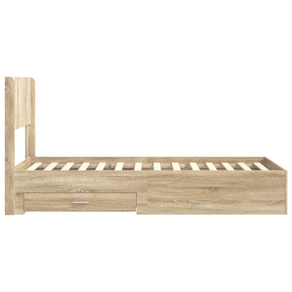 Bed Frame with Storage and Headboard Sonoma Oak 75 x 190 cm