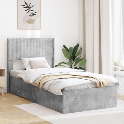 Bed Frame with Storage and Headboard Concrete Grey 75 x 190 cm