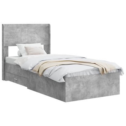 Bed Frame with Storage and Headboard Concrete Grey 75 x 190 cm