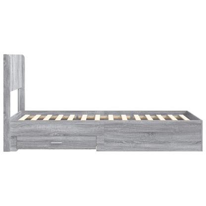 Bed Frame with Storage and Headboard Grey Sonoma 75 x 190 cm