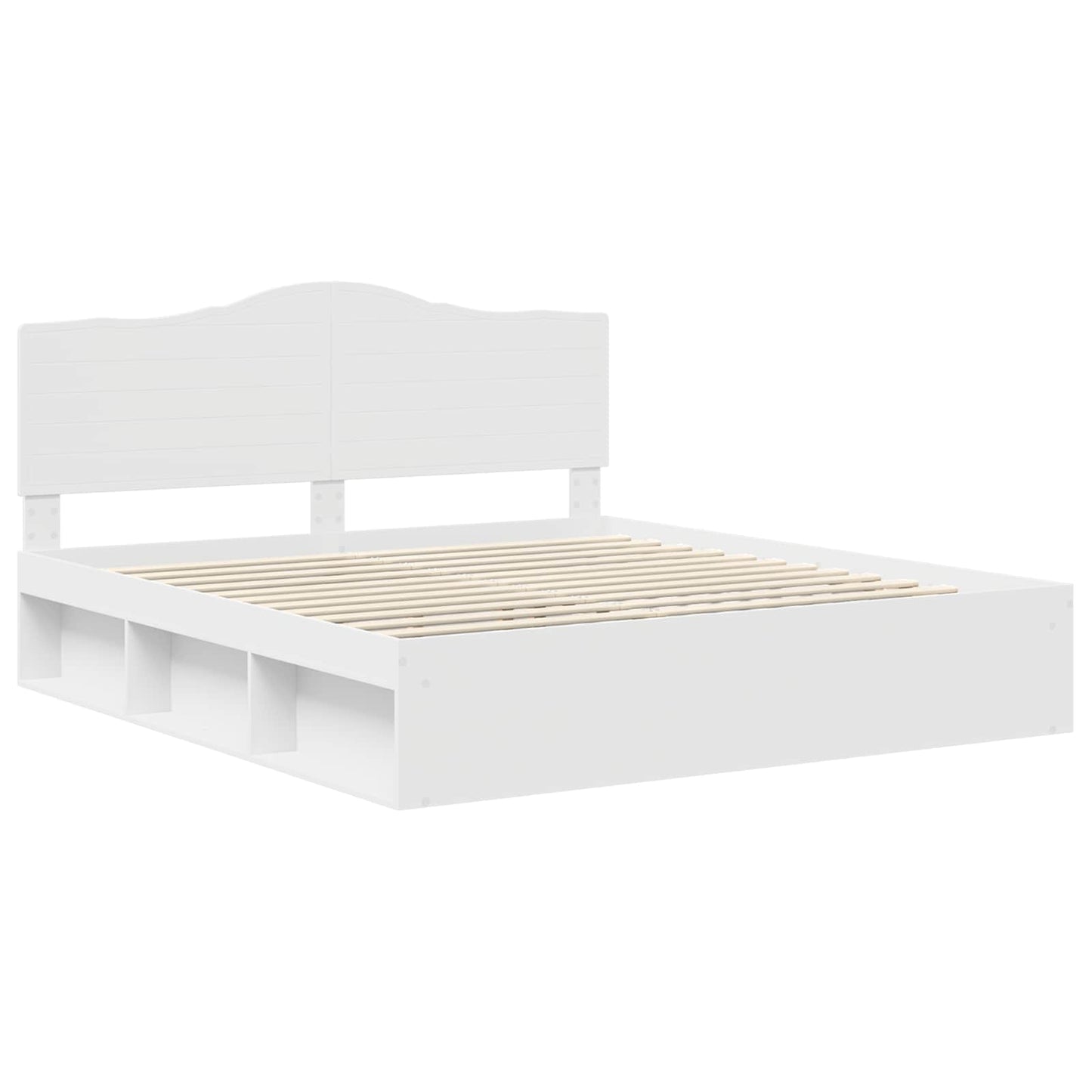 Bed Frame with Headboard White 200 x 200 cm Solid Pine Wood