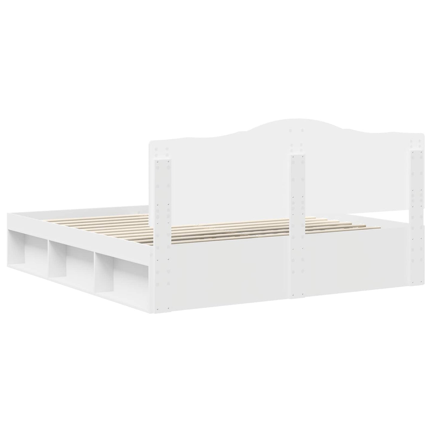 Bed Frame with Headboard White 200 x 200 cm Solid Pine Wood
