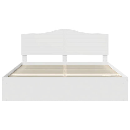 Bed Frame with Headboard White 200 x 200 cm Solid Pine Wood