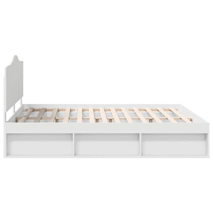 Bed Frame with Headboard White 200 x 200 cm Solid Pine Wood
