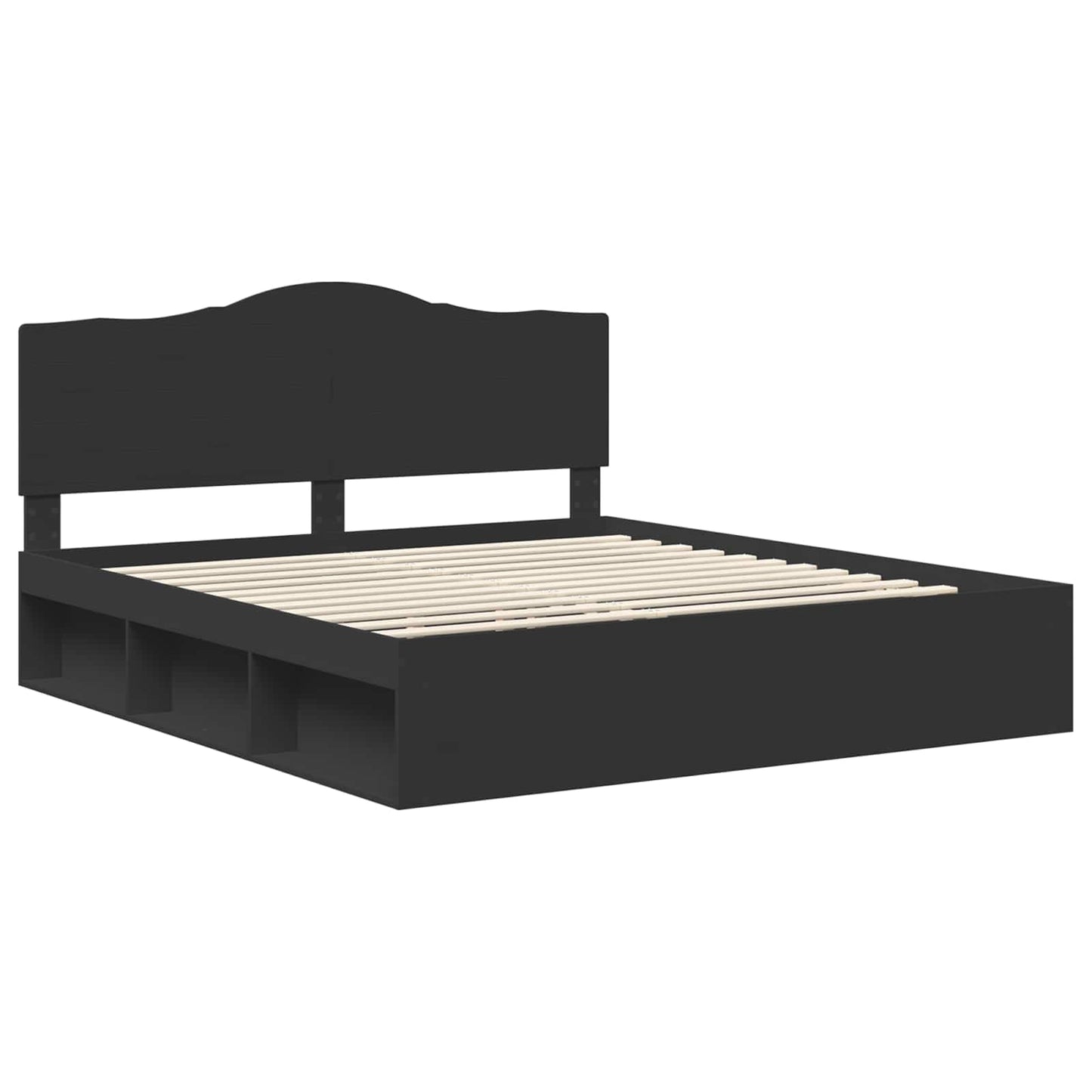 Bed Frame with Headboard Black 200 x 200 cm Solid Pine Wood