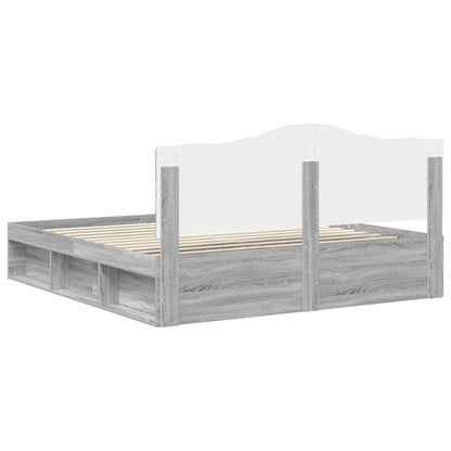Bed Frame Grey Sonoma 200 x 200 cm Solid Pine Wood