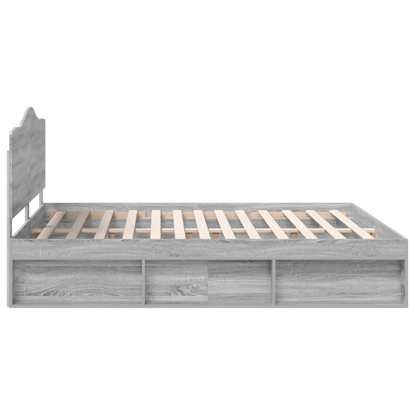 Bed Frame Grey Sonoma 200 x 200 cm Solid Pine Wood