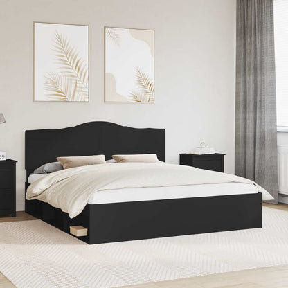 Bed Frame with Headboard Black 180 x 200 cm Solid Pine Wood