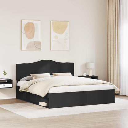 Bed Frame with Headboard Black 180 x 200 cm Solid Pine Wood