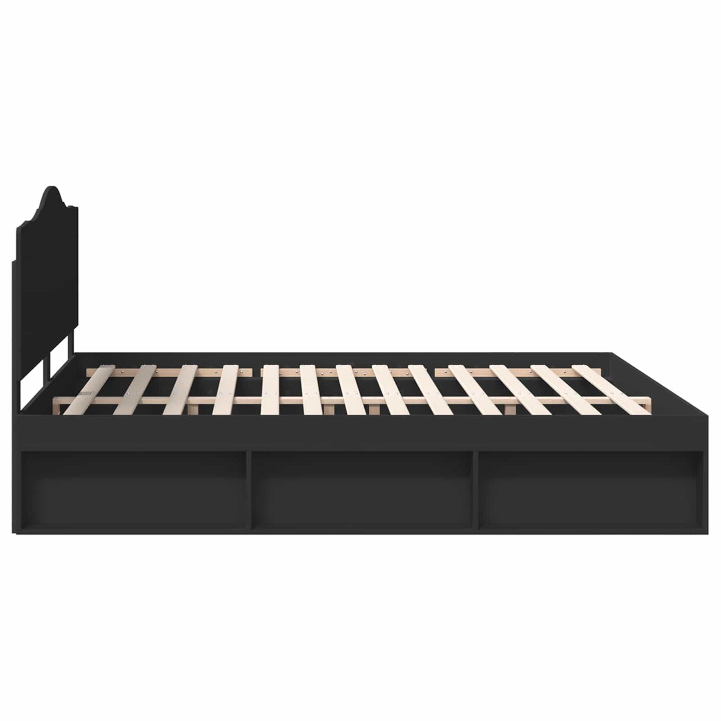 Bed Frame with Headboard Black 180 x 200 cm Solid Pine Wood