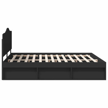 Bed Frame with Headboard Black 180 x 200 cm Solid Pine Wood