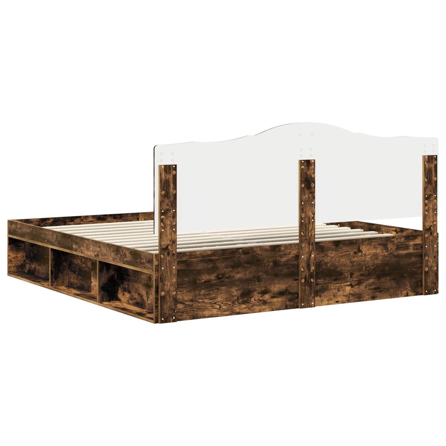 Bed Frame Smoked Oak 180 x 200 cm Solid Pine Wood