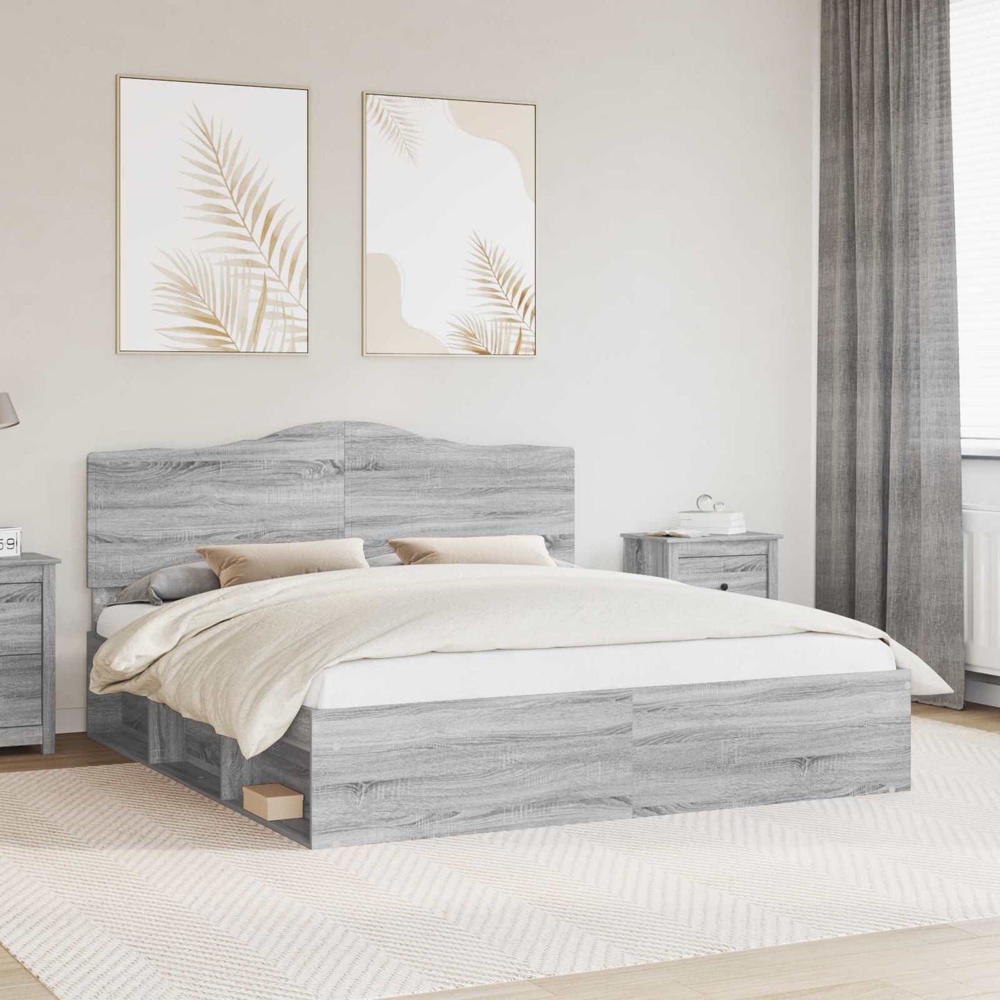 Bed Frame Grey Sonoma 180 x 200 cm Solid Pine Wood