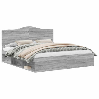 Bed Frame Grey Sonoma 180 x 200 cm Solid Pine Wood