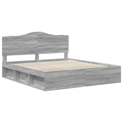 Bed Frame Grey Sonoma 180 x 200 cm Solid Pine Wood