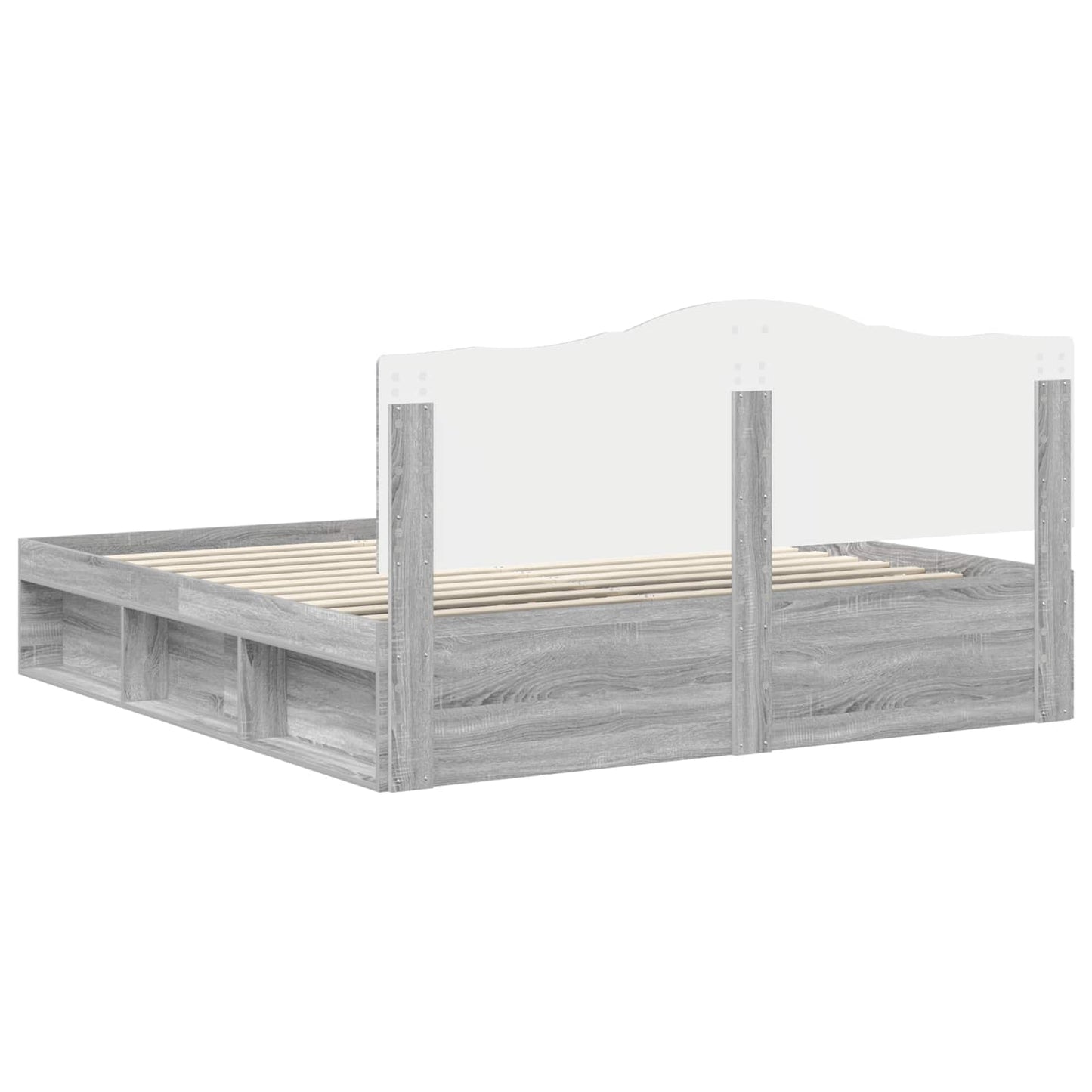Bed Frame Grey Sonoma 180 x 200 cm Solid Pine Wood