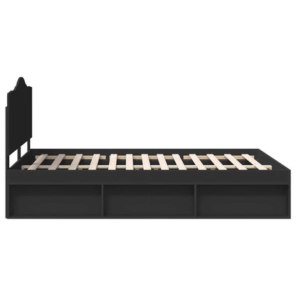 Bed Frame with Headboard Black 160 x 200 cm Solid Pine Wood