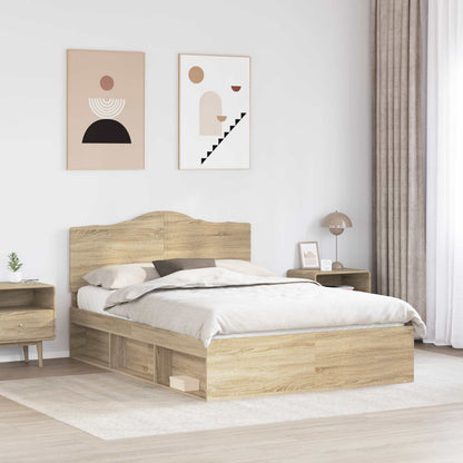 Bed Frame with Headboard Sonoma 160 x 200 cm Solid Pine Wood