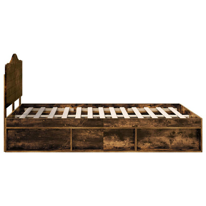 Bed Frame Smoked Oak 160 x 200 cm Solid Pine Wood