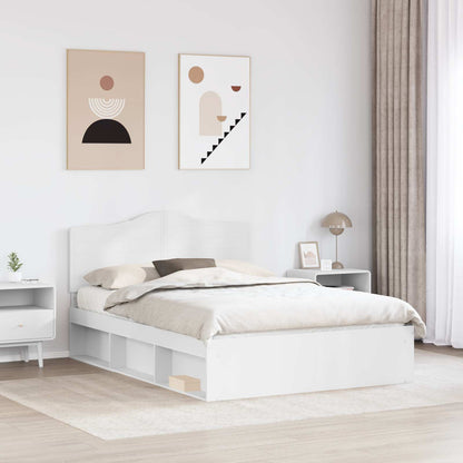 Bed Frame with Headboard White 150 x 200 cm Solid Pine Wood