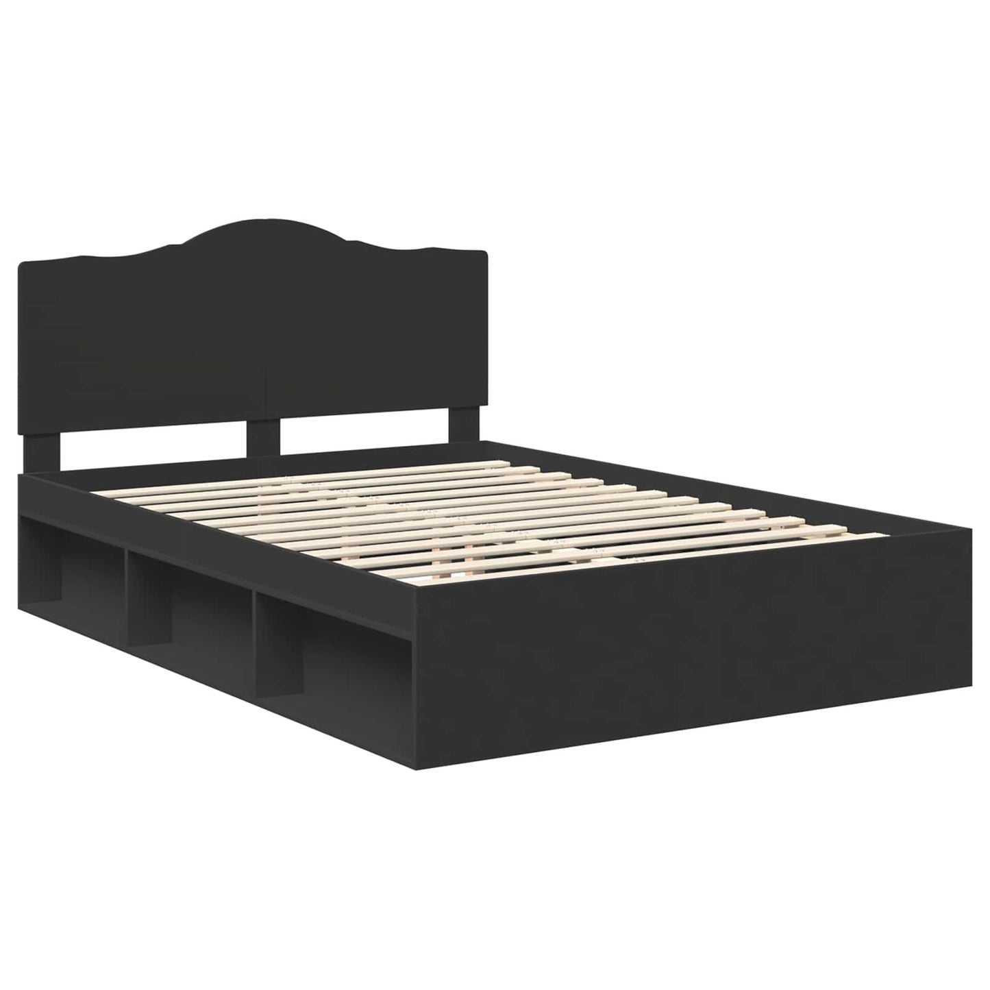 Bed Frame with Headboard Black 150 x 200 cm Solid Pine Wood