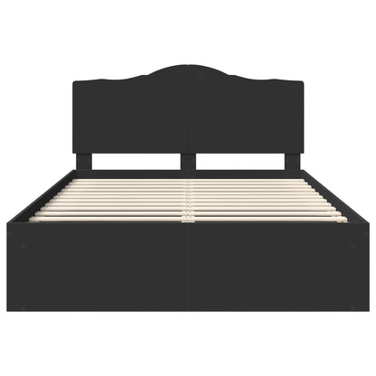 Bed Frame with Headboard Black 150 x 200 cm Solid Pine Wood