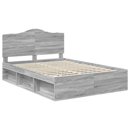 Bed Frame Grey Sonoma 150 x 200 cm Solid Pine Wood