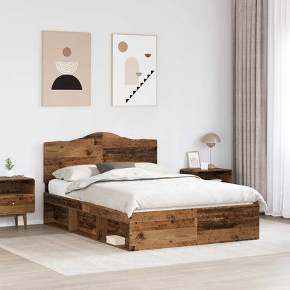 Bed Frame with Headboard Old Wood 150 x 200 cm Solid Pine Wood
