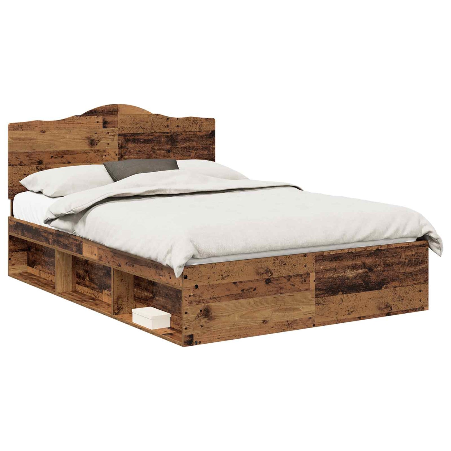 Bed Frame with Headboard Old Wood 150 x 200 cm Solid Pine Wood