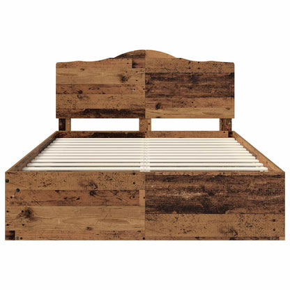 Bed Frame with Headboard Old Wood 150 x 200 cm Solid Pine Wood
