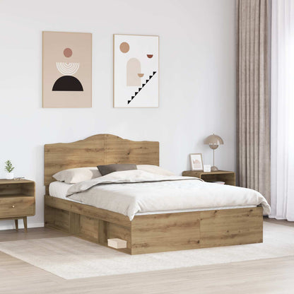 Bed Frame Artisian Oak 150 x 200 cm Solid Pine Wood