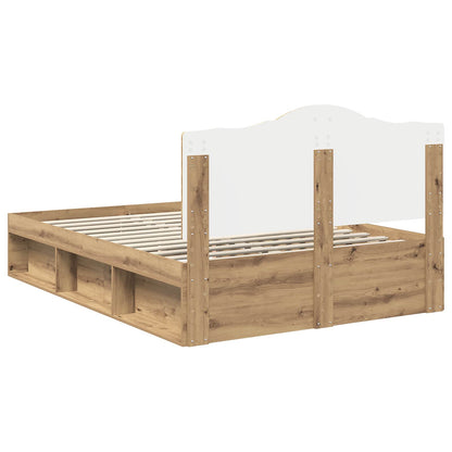 Bed Frame Artisian Oak 150 x 200 cm Solid Pine Wood