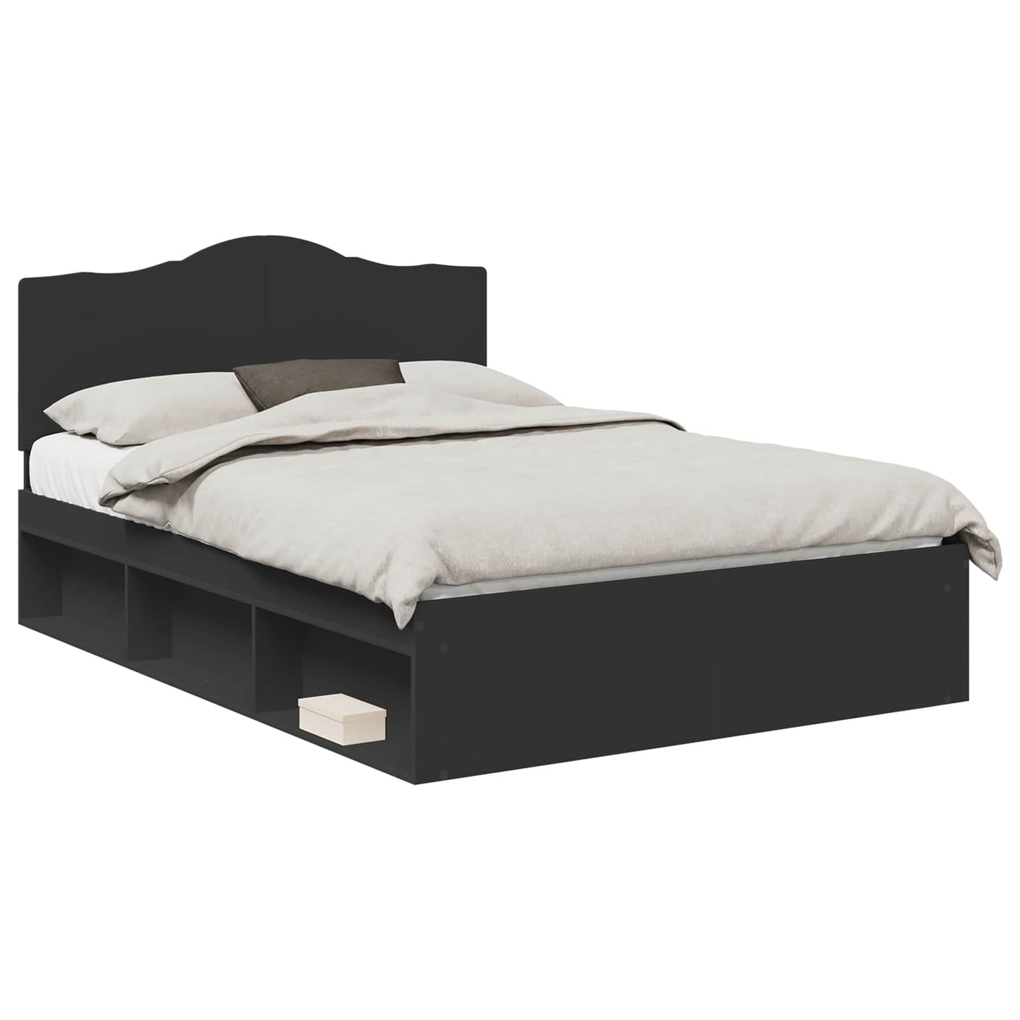 Bed Frame with Headboard Black 140 x 200 cm Solid Pine Wood