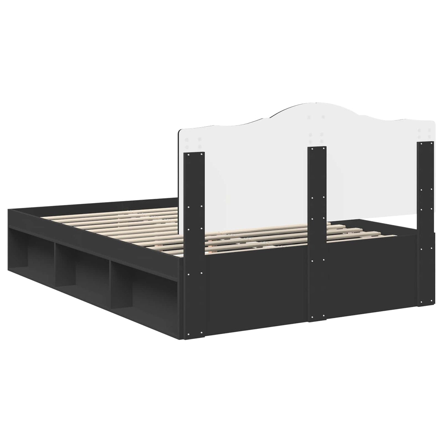 Bed Frame with Headboard Black 140 x 200 cm Solid Pine Wood